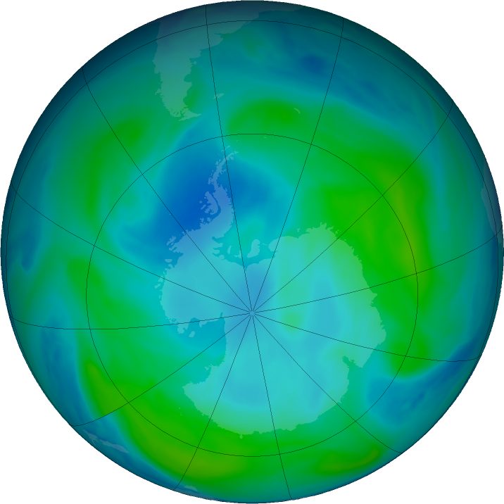 Antarctic ozone map for 06 February 2017
